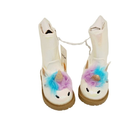 Cat & Jack Unicorn White Glitter Boots - NWT - Size 5 - Picture 2 of 6